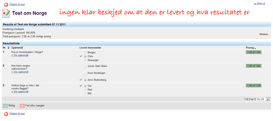 3. Uklar resultatside til tester