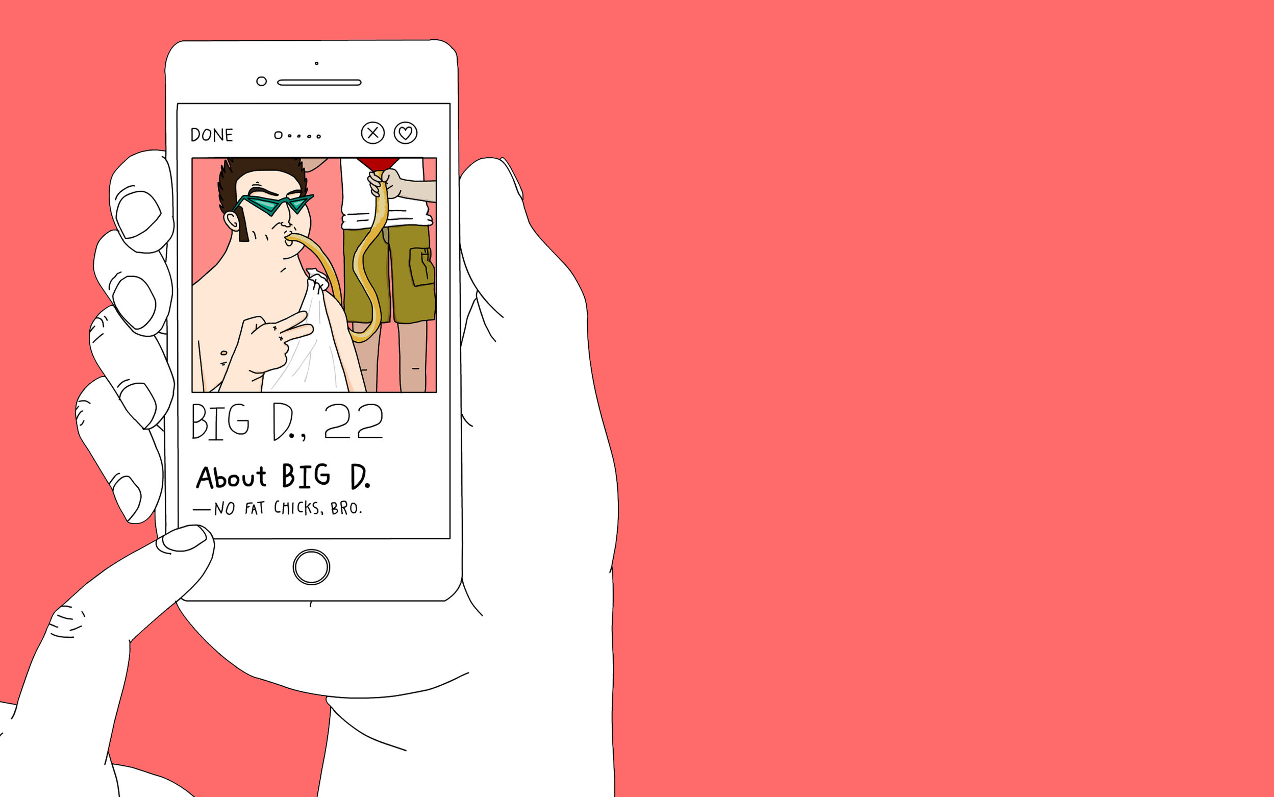 Utsjånad og attraktivitet er avgjerande for kor mange match ein brukar får. Illustrasjon: Flickr (Lookcatalog/Thoughtcatalog.com/Daniella Urdinlaiz), redigert av AO